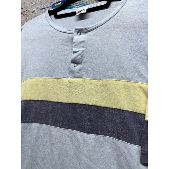 Vintage 80s Maler henley t shirt striped button super soft Medium - Picture 2 of 10